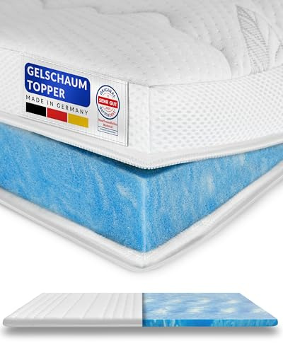 Premium Gelschaum-Topper 160x220 cm mit RG 50 - Hochwertiger Lyocell-Bezug - Antirutschfunktion - Umlaufendes Klimaband - Qualität Made in Germany - Gel-Topper 160 x 220