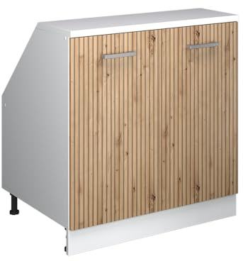 Vicco Küchenschrank für Dachschrägen R-Line, Artisan-Eiche, 80 cm | 2 Türen · Extra Tiefe – 60 cm · Höhenverstellbare Füße · 1 Einlegeboden · ✓ Frei kombinierbar