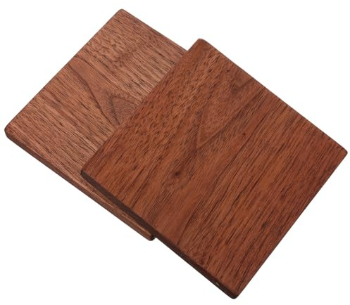 TOMETURE 2pcs Unfinished Wooden Block Walnut Veneer Sheets 10x10cm Wood Panels, for Craft Making and Cutting, Beginners