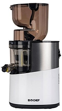Extracteur de Jus BioChef Atlas Whole Slow Juicer PRO - Puissance maximale 400W / 40 tr/min, Grande Ouverture, Moteur très puissant (Blanc)
