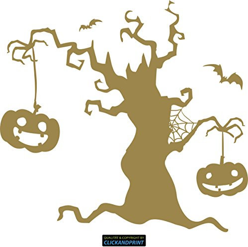 CLICKANDPRINT Aufkleber » Halloween Baum, 100x93,6cm, Gold • Wandtattoo/Wandaufkleber/Wandsticker/Wanddeko/Vinyl