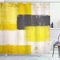 ABAKUHAUS Abstrakt Duschvorhang, Grunge Brushstrokes, Stoffliches Gewebe Badezimmerdekorationsset mit Haken, 175 x 200 cm, Grau Gelb