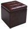 COSTWAY Faux Leather Ottoman, Pouffe Storage Toy Box with Hinge Top | Padded Foot Stool, Cube Bench Seater for Living Room, Bedroom & Office, 150Kg Capacity (Brown)