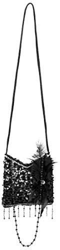 Amakando Glitzernde 20er Jahre Schultertasche / 25 cm in schwarz/Elegante Gatsby-Damentasche Goldene Zwanziger/Perfekt geeignet zu Fasching & Fastnacht