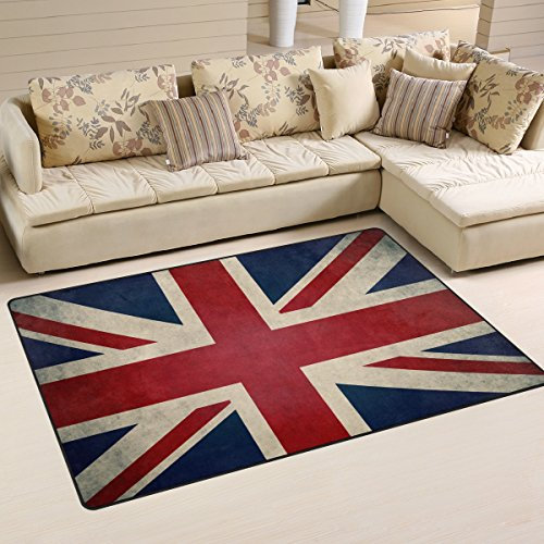 Use7 Fußmatte mit britischer Flagge, Vintage-Teppich, Rutschfest, für Kinder, Wohnzimmer, Schlafzimmer, Textil, Mehrfarbig, 100 x 150 cm(3' x 5' ft)
