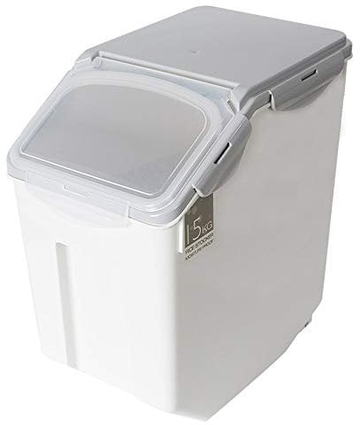 Plastic Kitchen Rice Box with Wheels, 15KG Double Sealed Food Storage Container with Transparent Lid, Multifunctional Storage Rice Bucket for Kitchen