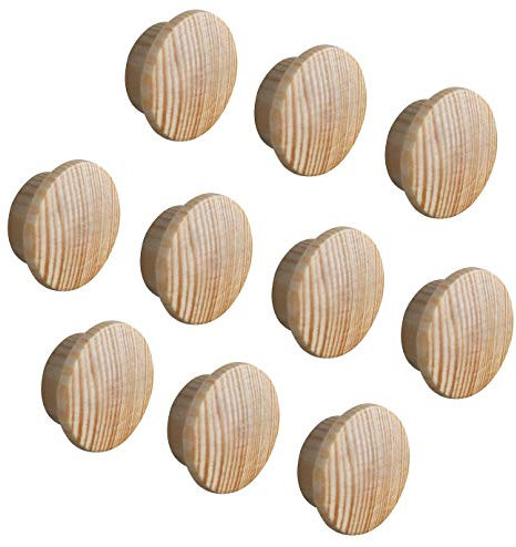 Gedotec Abdeckkappen rund Loch-Abdeckungen Holz Rohrstopfen universell - H1137 | Kiefer Natur | Holz-Kappen für Blind-Bohrung Ø 12 mm | Gesamt Ø 17 mm | 20 Stück - Lochkappen für Möbel & Schrauben