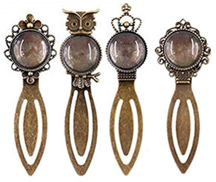 Supvox 4 stücke 20mm Legierung Lesezeichen Trays und Glas Cabochon Dome Fliesen für Lesezeichen Crafting DIY Schmuck Machen