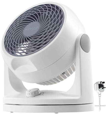 Iris Ohyama Woozoo Table Fan, 23㎡, Desk Fan, White, 3 Speeds, Silent, Compact, Portable Quiet, Oscillation, For Bedroom, Living Room, Kitchen, Air Circulator, Small, Cooling, Powerful, PCF-HD18