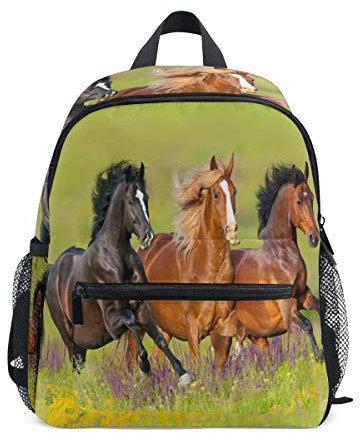 BKEOY Kinder-Rucksack mit Pferdemotiv und Blumenmuster