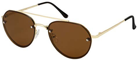 La Optica B.L.M. Sonnenbrille Herren Damen Retro Pilotenbrille Fliegerbrille Gold - Brillenbeutel Brillenputztuch - Gläser Braun