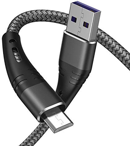Micro USB Cable 10ft Android Phone Charger 2-Pack Extra Long Nylon Braided Fast Durable Charging Cord for Samsung Galaxy S7 S6 Edge J7 S5,Note 5 4,LG,HTC,Sony,Xbox One, PS4,Kindle,MP3,Tablet(gray)