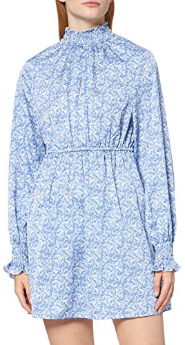 NA-KD Mujer Padded Shoulder Mini Dress Casual, Blue Comb, EU 36