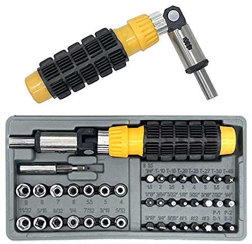 vendify® 41-teiliger Steckschlüsselsatz Ratsche mit Bitsatz, Schraubendreher Schraubenschlüssel Umschaltratsche inkl. Bits, Werkzeug Koffer Knarre Set Kreuz Schlitz Sechskant