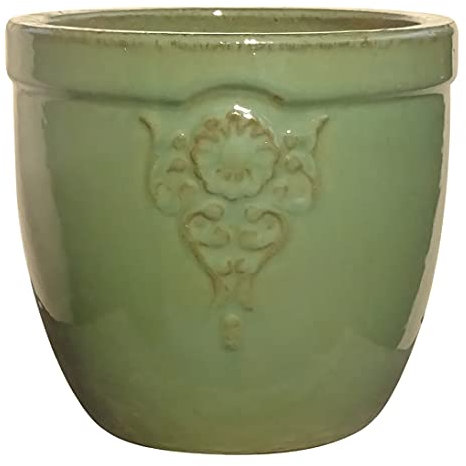 TucanoHamburg Blumentopf, Modell Blumenemblem in Jade, grün 32x28cm, frostfest
