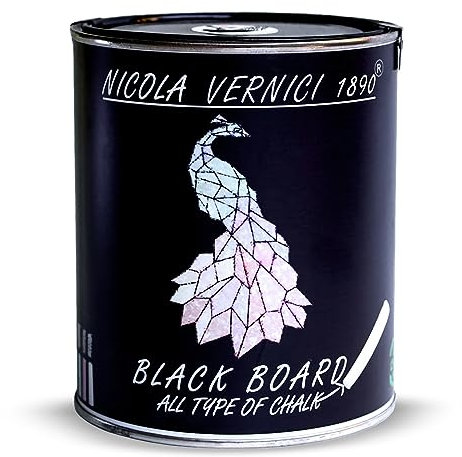 NICOLA VERNICI Vernice Decorativa ad Effetto Lavagna, di colore Nero, a Base di Acqua, Made in Italy, Adatta ad Ogni Superficie - Formato 1 lt
