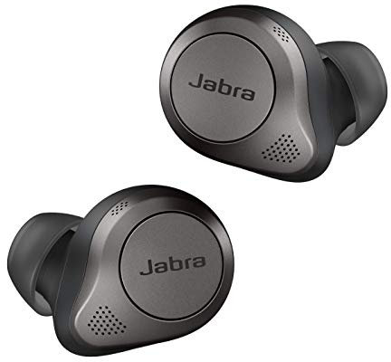 Jabra Elite 85t True Wireless Earbuds - Jabra Advanced Active Noise Cancellation with Long Battery Life and Powerful Speakers - Wireless Charging Case - Titanium Black (Renewed)