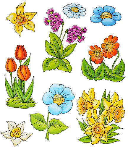 alles-meine.de GmbH 9 TLG. Set Fensterbilder - Blumen - Tulpen/Narzissen - Ostern & Frühling - statisch haftend - selbstklebend + wiederverwendbar/Sticker Fenstersticke..