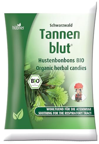 Hübner Tannenblut gefüllte Hustenbonbons | In BIO-Qualität | Mit ausgesuchten Kräutern | Vegetarisch und lactosefrei | 75 g |