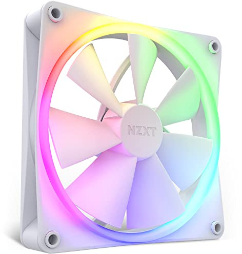 NZXT F140 RGB Fans - RF-R14SF-W1 - Advanced RGB Lighting Customization - Whisper Quiet Cooling - Single (RGB Fan & Controller Required & NOT Included) - 140mm Fan - White
