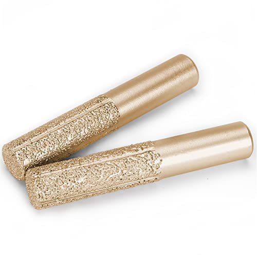 SI FANG 2Pcs Brazed Diamond Straight Profile Wheel Router Bit for Cutting Granite Marble Artificial Stone Hells Tile Edge, 1/2 inch 12.7mm Cylinder Shank Electric Router Profiling and Grinding