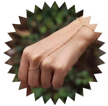 Inilbran Boho Satellit Finger Ring Armbänder Gold Perlen Armband Vintage Handgelenk Armband Minimalistischen Runden Ball Hand Kette Armband Für Frauen Und Mädchen