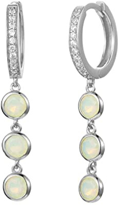 Beydodo Ohrringe Silber 925, Ohrhänger Damen Hängend Opal Silber Gold Ohrringe Nickelfrei Modeschmuck