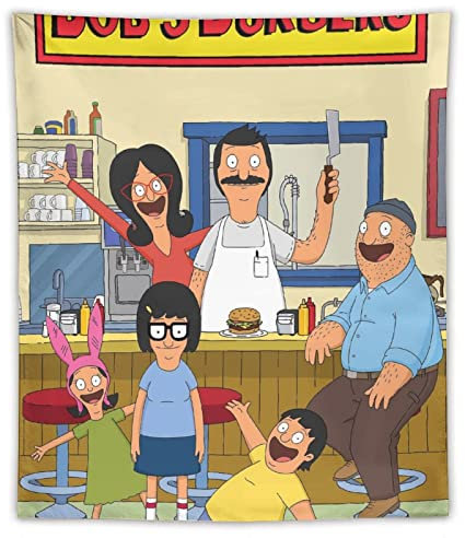 Bob's Burgers American Anime Poster TV Serise Polyester Gemälde Wandbild Kunstdrucke Hängende Wandteppiche Schlafzimmer Zuhause Moderne Dekoration 127 x 152,4 cm