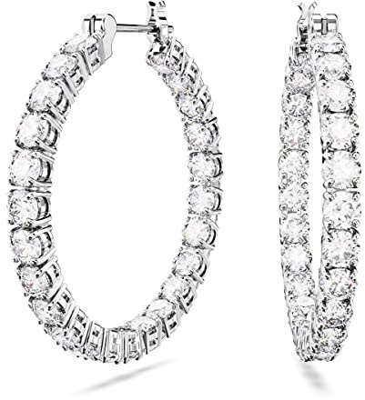 SWAROVSKI Matrix Crystal Earrings Collection, Blue, Clear, and Pink Crystals on Multiple Finishes, One Size, Brass, No Gemstone