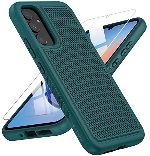 FNTCASE for Samsung A34 5G Case: Dual Layer Shockproof Drop Protection Galaxy Phone - 360 Military Grade Protective Mobile Cover Rugged Matte Heavy Duty Slim TPU Aesthetic Green