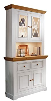 möbelando Buffet WZ-0133 aus Kiefer massiv in weiß mit 2 Schubladen und 4 Türen. Abmessungen (BxHxT) 109x214x42 cm