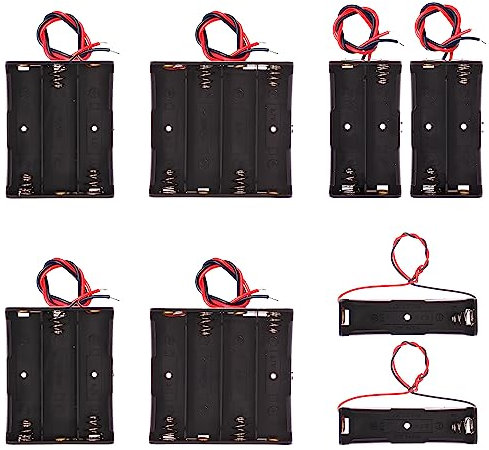 FOXTIP 18650 Battery Holder Bundle with Wire 1Slots 18650 Battery Holder 3.7V, 2 Battery Holder 7.4V, 3 Battery Holder 11.1V, 4 Battery Holder 14.8V Box 2 for Each Type -Total 8Pcs