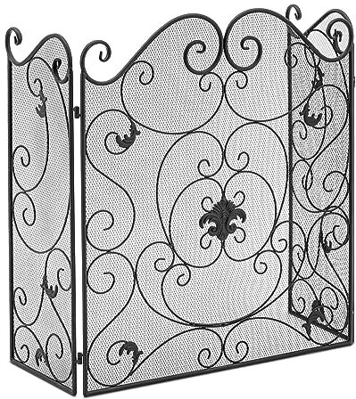 Hillvert Barrera ignífuga de acero de color negro, 127 x 79 cm