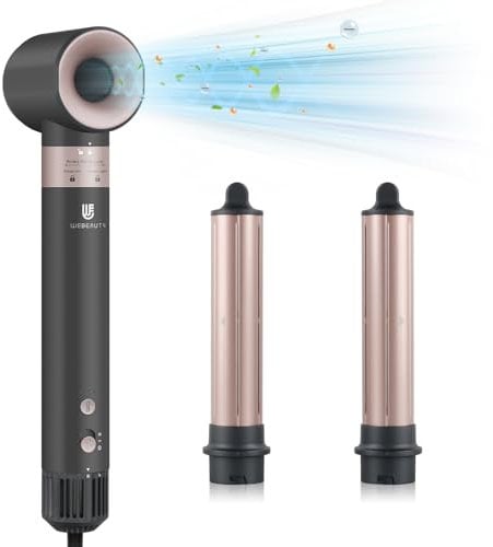 3 en 1 webeauty Haartrockner Ionen Haarstyler, 110,000U/MIN, 20M/S Hochgeschwindigkeit Föhn, 200 Millionen Ionen Fön mit Air Lockenstäbe für Trocknen und Locken