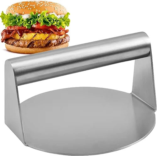 ROIPUS Presse à hamburger ronde en acier inoxydable de 15,24 cm - Accessoire de barbecue pour hamburger - Pour hamburger, patties, cooking, barbecue, presse à hamburger et graisse à presser