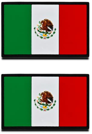 2 parches de goma de PVC 3D de la bandera nacional de México, material resistente y sólido, parche táctico de emblema de México para ropa, mochila, uniforme, chaleco, motociclista, viaje