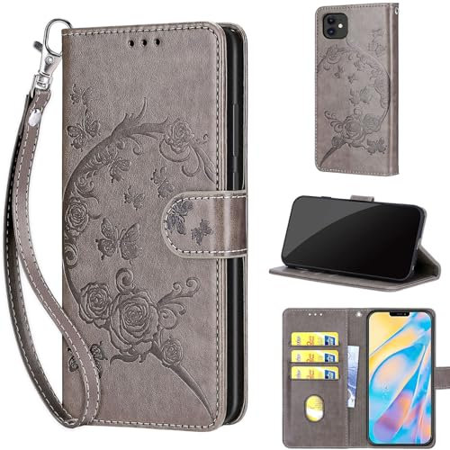 TOMYOU Handyhülle für iPhone 12 / iPhone 12 Pro Hülle, mit [Standfunktion] [Magnetverschluss] Premium Stoßfesten Kunstleder Flip Wallet Case Hülle kompatibel iPhone 12 / iPhone 12 Pro Grau