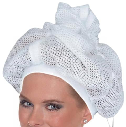 Netz Plopping Haube zum Trocknen von lockigem Haar | Net Plopping Bonnet Duschhaube | Verstellbare Haartrockenhaube | Net Plopping Cap wiederverwendbares Netzgewebe mit Kordelzug für Frauen Mädchen