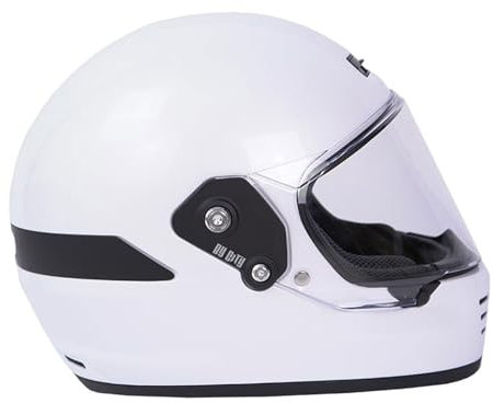 BY CITY Motorradhelm Rider, Helmschale oder Helmschale aus Faser, mit injiziertem Visier und Belüftungsöffnungen, herausnehmbar und waschbar, im Café-Racer-Stil (L, weiß)