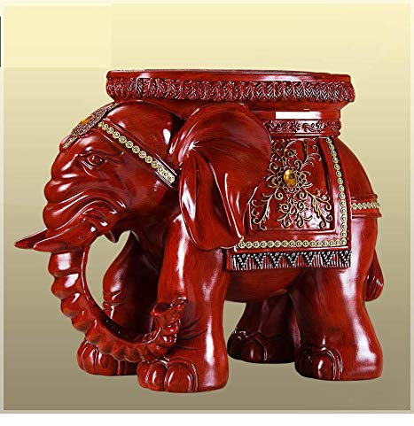 MiSKyn Skulpturen Statuen Ornament Figuren Harz Rot Kunsthandwerk Elefant Hocker Dekoration Charakter Skulptur Dekoration