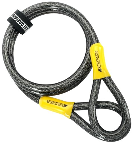 Cavo di Sicurezza per Monopattino, Cavo Antifurto per Biciclette, 4FT X 10mm loop cable, Cavo Acciaio Doppio Anello per Lucchetti Lucchetto a U o Disco