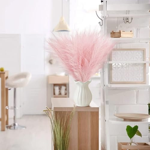 Pampasgras Deko 6 Stück Künstliche Blumen Pampasgras Pflanze 44cm Kunstpflanzen für Vasen Hochzeit Boho Dekoration Wohnzimmer Tisch Schlafzimmer Rosa
