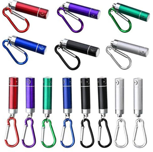 14 Stück Mini LED Taschenlampen Schlüsselanhänger Taschenlampe für Mitgebsel Kindergeburtstag Lampe für Camping Wandern Draußen Radfahren Stromausfall Notfall, Batterien Enthalten [Energieklasse A]