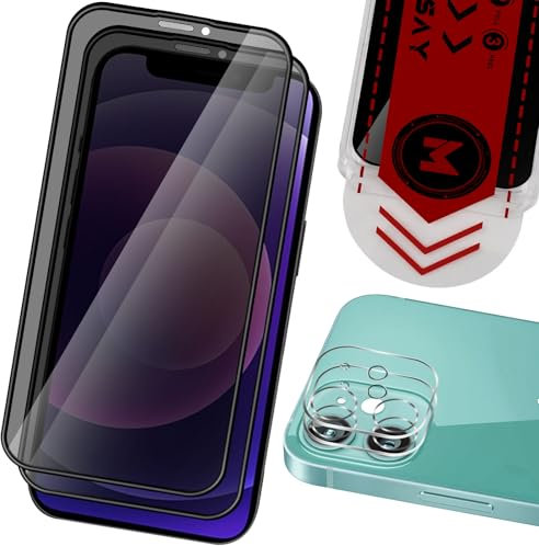 MONASAY [2 Pack for iPhone 11 Privacy Glass Screen Protector [2 Pack Camera Lens Protector][Easy Installation] Matte anti-peep tempered screen Film Case Friendly