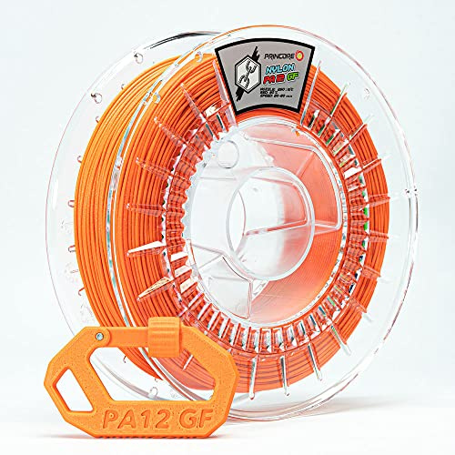 PRINCORE NYLON PA12 GF Filament, Glasfaser 3D-Druck-Filament, 1,75mm industriell (Neonorange), 900g)