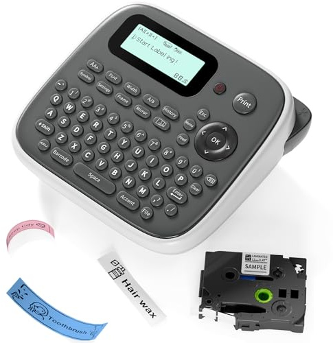 EazeID Label Maker Machine with Tape, Portable Label Maker with Keyboard, Handheld Label Printer Powered by Type-C, Desktop Labeler Machine for Home School Supplies Office Organization, D210S