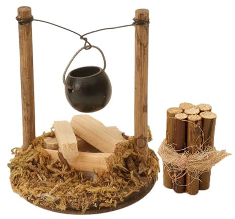2 Pcs Accessori Per Porta Degli Elfo Natale Luminoso,Presepe Natalizio Miniature Boiler Legna Da Ardere,Presepe Moderno Miniature Falò Con Fiamma Della Città,Pacchi Regalo Natale Accessori Presepe