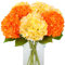 JUSTOYOU Künstliche Hortensien Blumen,4 PCS Doppelte Farbe Single Stem Realistische Hydrangea Blumen, 19.6Inch große Real Touch gefälschte Hydrangea Sträuße für Hochzeit Home Party(Gelb und Orange)