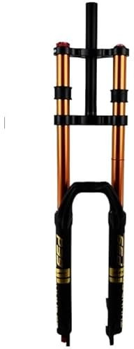 QIUSHIBO Fourche VTT Fourche Avant à Double épaulement 27,5 Pouces / 29 * 2,5 Pouces Fourche VTT 150 mm Fourche de vélo à Suspension pneumatique Fourche de vélo électrique 100 * 9 mm(29 Black Gold)