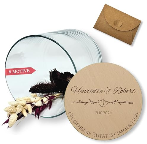 Personalisierte Vorratsgläser mit Deckel, Geldgeschenk Hochzeit, Hochzeitsgeschenk mit Gravur, Hochzeitsgeschenk personalisiert, Geldgeschenke zur Hochzeit, Geschenk zur Hochzeit (Design 1, 530ml)